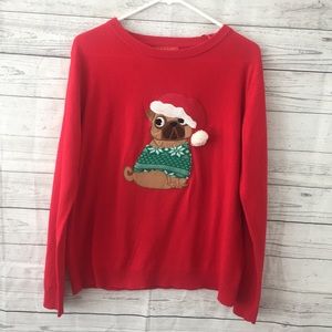 Women’s Holiday sweater size large pug